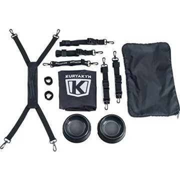 Kuryakyn 5288 Grand Pet Palace: Portable Weather Resistant Motorcycle Dog/Cat Carrier Crate for Luggage Rack or Passenger Seat with Sissy Bar Straps, Black 35 lbs Capacity