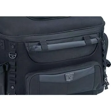 Kuryakyn 5288 Grand Pet Palace: Portable Weather Resistant Motorcycle Dog/Cat Carrier Crate for Luggage Rack or Passenger Seat with Sissy Bar Straps, Black 35 lbs Capacity