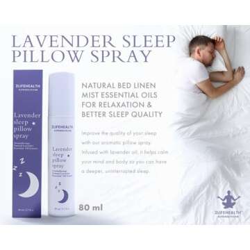2 Life Health Lavender Pillow Spray - Sleep Spray for Pillows Provides Rest and Relaxation - Linen Spray for Bedding - Aromatherapy Room Spray Pillow Mist Sleep Spray - Deep Sleep Pillow Spray 80 ml