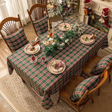 Softalker Christmas Checkered Tartan Rectangle Tablecloth - Green Buffalo Plaid Xmas Table Cloths, S...