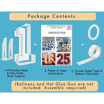 JoyBox Design 4ft Mosaic Balloon Frame Number 1 Light Up Marquee Pre-Cut Kit Number Cut-Out Extra Large Foam Board Backdrop Birthday Baby Party Anniversary…