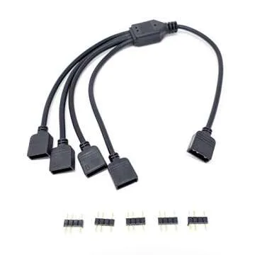 Micro Connectors 30 cm (11.81 Inches) 3-Pin Addressable RGB (ARGB) 1 to 4 Splitter Cable - 30cm with Male Pins