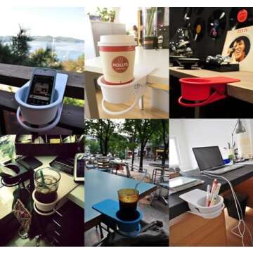 SERO Innovation Cup Clip Drink Holder - Black - Snap to Tables, desks, Chairs, Shelves, counters. Keep Your Beverage, Smartphone or Other Small Item Secure and Out of The Way.