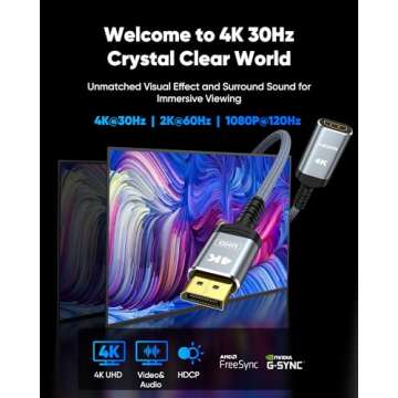 Highwings 4K Display Port to HDMI Adapter, Uni-Directional DP 1.2 to HDMI 2.0