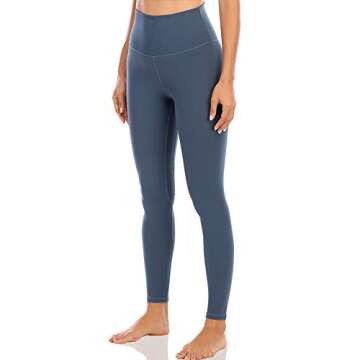 ECHOINE Womens Yoga Legging - Buttery Soft Tummy Control High Waist Workout Pants Sports Legging Tights Grey Blue