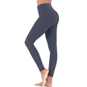 ECHOINE Womens Yoga Legging - Buttery Soft Tummy Control High Waist Workout Pants Sports Legging Tights Grey Blue