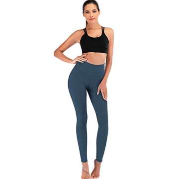 ECHOINE Womens Yoga Legging - Buttery Soft Tummy Control High Waist Workout Pants Sports Legging Tights Grey Blue