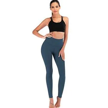 ECHOINE Womens Yoga Legging - Buttery Soft Tummy Control High Waist Workout Pants Sports Legging Tights Grey Blue