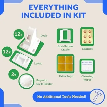 Eco Baby Magnetic Cabinet Locks for Babies - Magnetic Baby Proofing Cabinet Locks, Child Locks for Cabinets Drawers Doors for Back to School - Easy Installation No Tools Required (12 Pack and 2 Keys)