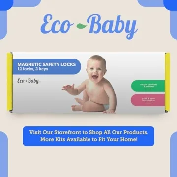 Eco Baby Magnetic Cabinet Locks for Babies - Magnetic Baby Proofing Cabinet Locks, Child Locks for Cabinets Drawers Doors for Back to School - Easy Installation No Tools Required (12 Pack and 2 Keys)