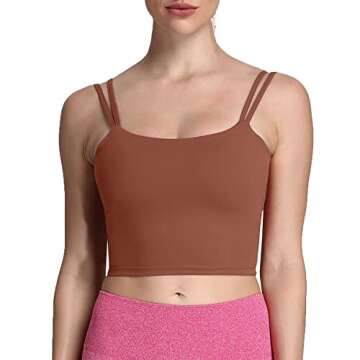 Aoxjox Women's Workout Sports Bras Fitness Padded Backless Yoga Crop Tank Top Twist Back Cami (Dande...
