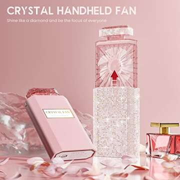 Chic Rechargeable Bling Handheld Fan for Women - Pink