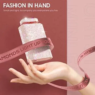 Chic Rechargeable Bling Handheld Fan for Women - Pink