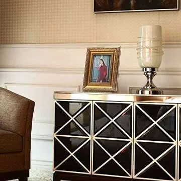 YUNDINGJI Antique gold photo frames 2-Pack 5x7-HD Glass Black Velvet Back Panel for Family,Wedding,F...