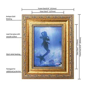 YUNDINGJI Antique gold photo frames 2-Pack 5x7-HD Glass Black Velvet Back Panel for Family,Wedding,Festival,Art,Wall,Tabletop,Decoration and Display