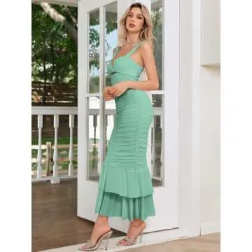 Houstil Women's Bodycon Wedding Guest Dress - Olive Green