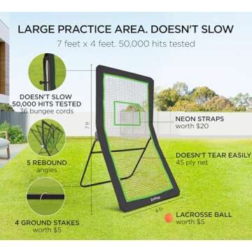 ZivPlay Lacrosse Rebounder for Backyard Lacrosse Bounce Back Net Volleyball Rebounder Net for Lax an...