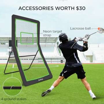 ZivPlay Lacrosse Rebounder for Backyard Lacrosse Bounce Back Net Volleyball Rebounder Net for Lax and Volleyball Practice Five Rebound Angles Includes Ball
