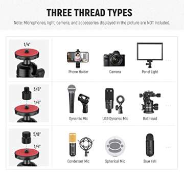 NEEWER Camera Desk Mount Stand with Two Auxiliary Holding Arms, Overhead Camera Mount Tabletop C Clamp 360° Swivel Ball Heads for DSLR, Webcam, Photography, Videography, Live Streaming, Zoom Calls