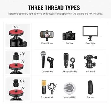 NEEWER Camera Desk Mount Stand with Two Auxiliary Holding Arms, Overhead Camera Mount Tabletop C Clamp 360° Swivel Ball Heads for DSLR, Webcam, Photography, Videography, Live Streaming, Zoom Calls