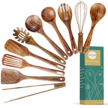Natural Teak Wood Kitchen Utensils Set for Cooking