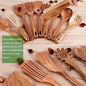 Natural Teak Wood Kitchen Utensils Set for Cooking