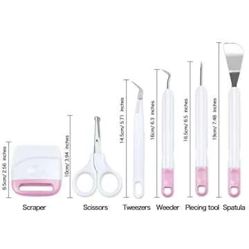 Basic Tools Set Craft Weeding Vinyl Tools Set, BIZK 6pcs Cardstock Crafting Tools Kit for Cricut 631 651 751 Vinyl (Pink)
