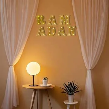 Fadraney Ramadan LED Letter Lights for Elegant Party Decor
