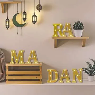 Fadraney Ramadan LED Letter Lights for Elegant Party Decor