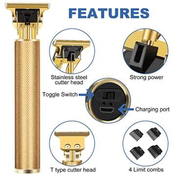 candyfouse Hair Clippers for Men, Rechargeable Beard Trimmer with 4 Limit Combs, Grooming Kit for Ba...