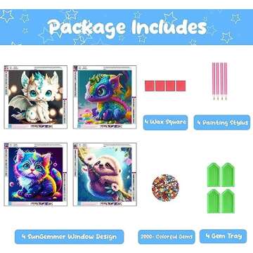 Fuinkqe 4 Pack 5D Animals Diamond Painting Kits for Adults - Crystal Diamond Art for Adults Beginner...