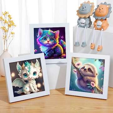 Fuinkqe 4 Pack 5D Animals Diamond Painting Kits for Adults - Crystal Diamond Art for Adults Beginner, Full Drill DIY Animal Family Gem Art Picture, Kids Gem Dot Crafts for Home Wall Decor13.7x13.7inch