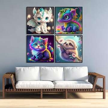 Fuinkqe 4 Pack 5D Animals Diamond Painting Kits for Adults - Crystal Diamond Art for Adults Beginner, Full Drill DIY Animal Family Gem Art Picture, Kids Gem Dot Crafts for Home Wall Decor13.7x13.7inch