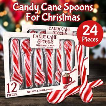 Candy Cane Peppermint Spoons – Pack of 24 Stunning Candy Cane Spoons – Perfect Christmas Candy – Delicious and Colorful Peppermint Candy – Ideal for Hot Chocolate on Christmas Eve