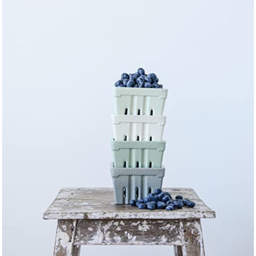 Creative Co-Op Square Stoneware (Set of 4 Colors) Berry Bowls, L x W x H, Multi