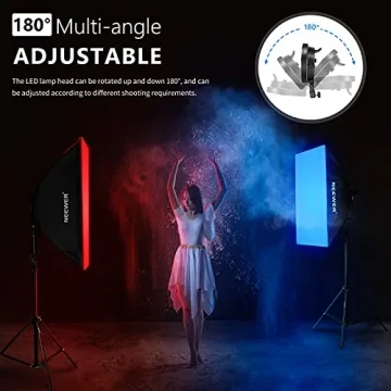 Neewer RGB LED Softbox Lighting Kit with 2.4G Remote: 2-Pack 48W Dimmable LED Light Head with 3200~5600K/CRI95+/360°Full Color/10 Scene Effect with Softbox, Stand and Carry Bag for Studio Photography