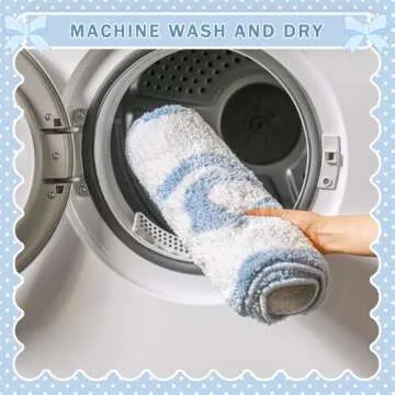 Tinideya Scalloped Bow Bathroom Mat Non Slip Coquette Bow Rug Cute Aesthetic Scallop Carpet Preppy Room Decor Microfiber Absorbent Bath Rug for Bathroom Bathtub Shower Bedroom(Blue,16" X 24")