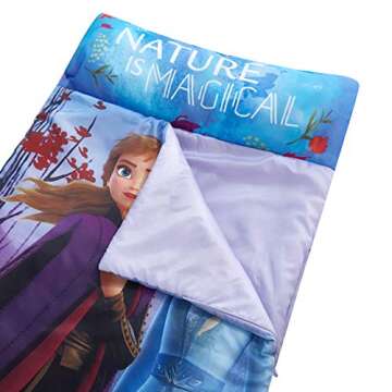 Disney Frozen 2 Foldable Slumber Cot with Detachable Printed Sleeping Bag Featuring Anna & Elsa, Ages 3+