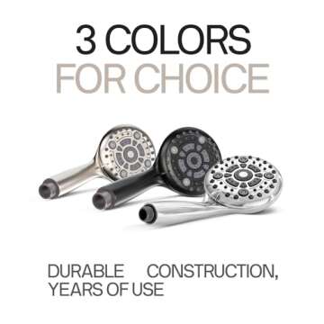 LOKBY High Pressure 6-Settings Shower Head with Handheld - 5'' Powerful Detachable Shower Head Set for low water pressure - 59'' Stainless Steel Hose - Tool-less 1-Min Installation - Chrome