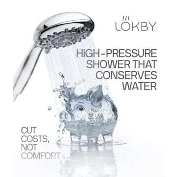 LOKBY High Pressure 6-Settings Shower Head with Handheld - 5'' Powerful Detachable Shower Head Set for low water pressure - 59'' Stainless Steel Hose - Tool-less 1-Min Installation - Chrome