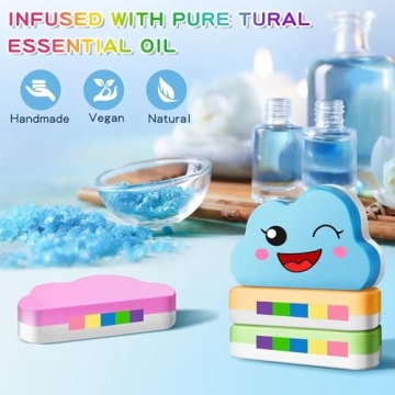 Rainbow Bath Bombs Gift Set for Kids - 4 Organic Fun Bombs