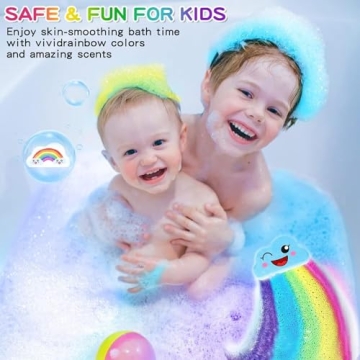 Rainbow Bath Bombs Gift Set for Kids - 4 Organic Fun Bombs