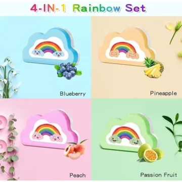 Rainbow Bath Bombs Gift Set for Kids - 4 Organic Fun Bombs