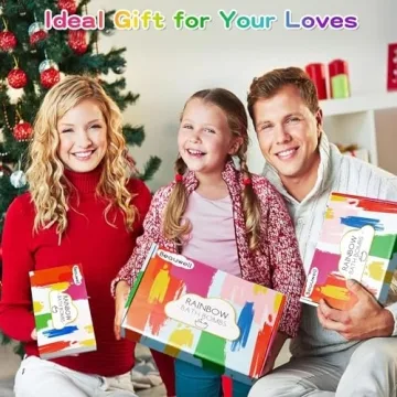 Rainbow Bath Bombs Gift Set for Kids - 4 Organic Fun Bombs