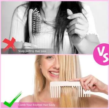 Large Hair Detangling Comb Wide Tooth Comb for Curly Hair Wet Dry Hair, No Handle Detangler Comb Styling Shampoo Comb(White, Rose Red)