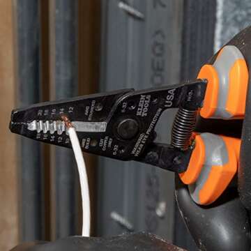 Klein Tools 11055RINS 1000V Insulated Klein Kurve Wire Stripper/Cutter, Made in USA, Cuts and Strips 10-18 Solid and 12-20 Stranded AWG Wire