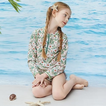 LIBREDGE Girls Swimsuit Rash Guard Sets 2-Piece Girls Bathing Suit UPF 50+ Sun Protection