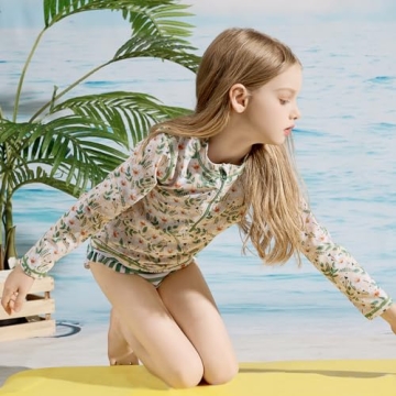 LIBREDGE Girls Swimsuit Rash Guard Sets 2-Piece Girls Bathing Suit UPF 50+ Sun Protection