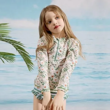 LIBREDGE Girls Swimsuit Rash Guard Sets 2-Piece Girls Bathing Suit UPF 50+ Sun Protection