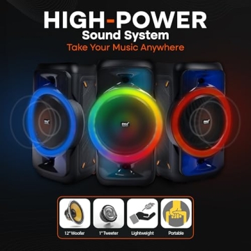 Pyle Audio Large Bluetooth Party Speaker - Big Bluetooth Speaker with True Wireless Stereo System - Enjoy Powerful Bass and Clear Treble - Portable Big Speaker - PPHP1979-160W